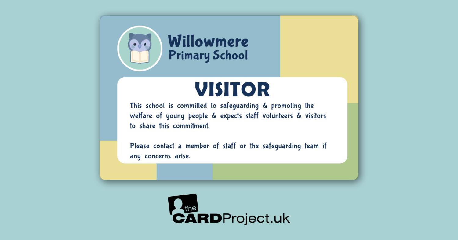 Primary School Visitor Card Owl Color Blocks